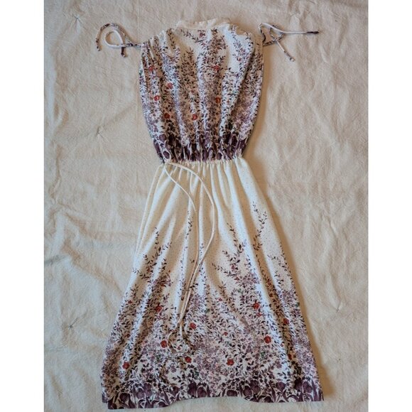 Mara J Jrs. Dress Vintage 70s Women's Cream Floral A Line Mod Size Small - Picture 10 of 10